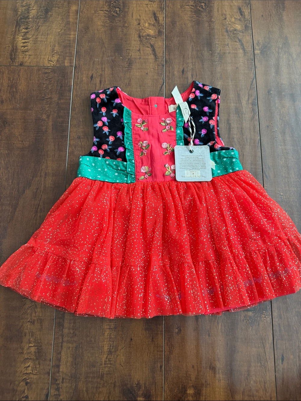 Matilda Jane Red & Green Sparkle Tulle Party Top